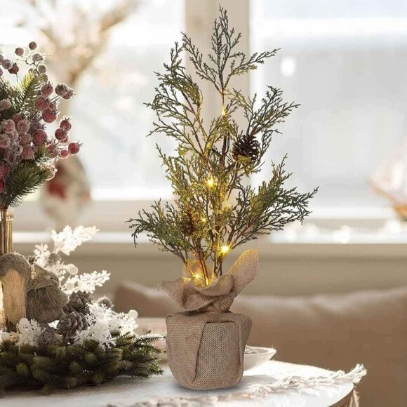 Aesto Pre-lit Artificial Mini Christmas Tree, 2 Pack - Picture 8 of 8